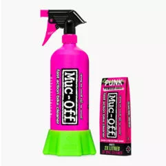 KIT LIMPIADOR BICI MUC-OFF PUNK POWDER + BOTELLA «FOR LIFE» (4 UNIDADES)